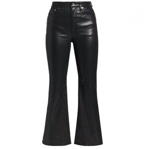 Rag & Bone Casey High-Rise Ankle Flare Coated Black Slim Fit Black Wash Size 26